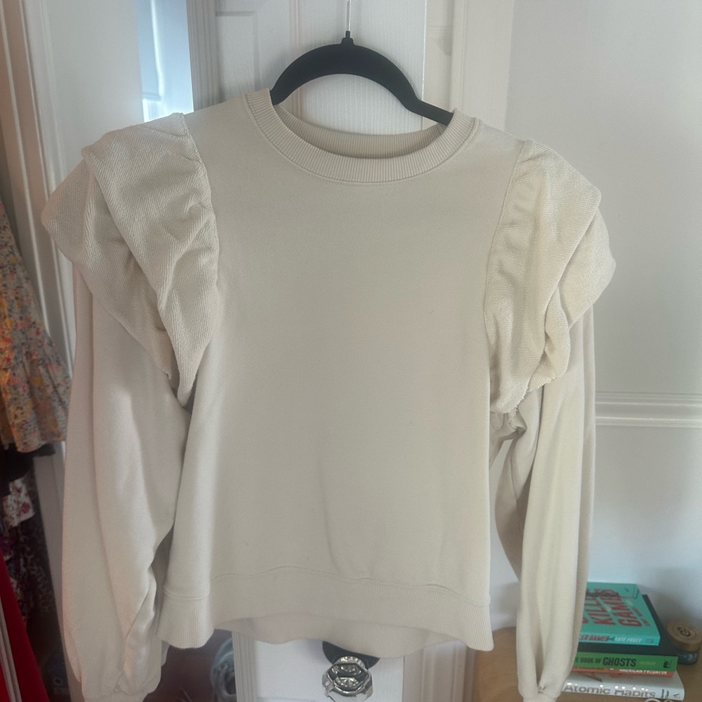 Pistola Cream Ruffle Sleeve Sweatshirt